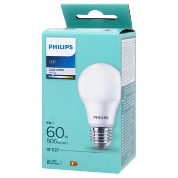 Лампа LED Philips 60W A60 E27 CW 230V FRND1PF/6DISC 4000К - купить, цены на КОСМОС - фото 1