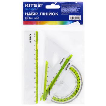 Набір Kite Classic лінійка 15см 2 косинця та транспортир - купити, ціни на МегаМаркет - фото 1