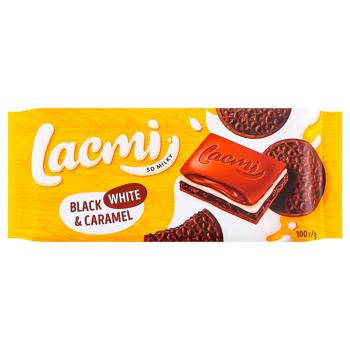 Шоколад молочний Roshen Lacmi Black, White & Caramel з печивом 100г - купити, ціни на Ідеал - фото 1