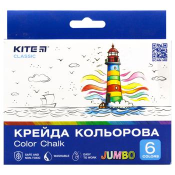 Крейда Kite Classic Jumbo кольорова 6 кольорів