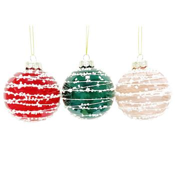 Actuel Glass Christmas Tree Ball with Beads 8cm in assortment