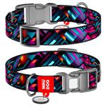 Waudog Nylon Dog Collar with QR Passport 37-58cm/25mm with Design of Endless Worlds