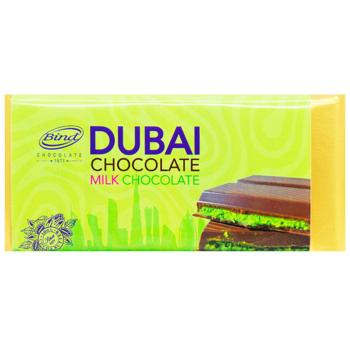 Шоколад молочный Bind Dubai с фисташковой начинкой и кадаифом 200г