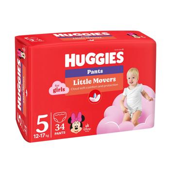 Підгузки-трусики Huggies Little Movers для дівчаток 5 12-17кг 34шт - купити, ціни на Cупермаркет "Харків" - фото 2