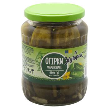 Огурцы Хуторок маринованные 680г - купить, цены на Идеал - фото 1