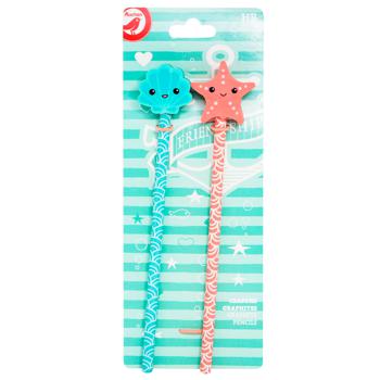 Auchan Mermaid Black Graphite Pencil with Eraser 2pcs - buy, prices for - photo 3