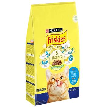 Корм сухой Friskies Sterilized с лососем, тунцом и овощами для стерилизованных кошек 10кг - купить, цены на МегаМаркет - фото 1