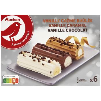 Auchan Vanilla-Chocolate-Crème Brulee Dessert 306g 6pcs