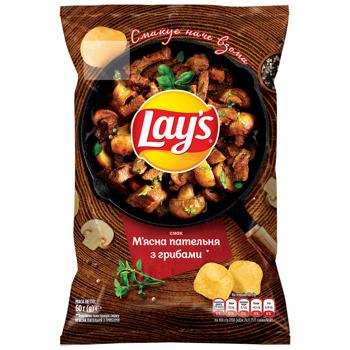 Чипсы Lay's Мясная сковорода с грибами 60г - купить, цены на КОСМОС - фото 1
