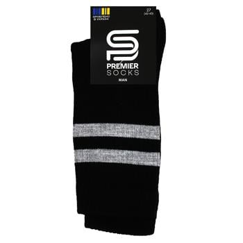 Шкарпетки чоловічі Premier Socks махрова стопа з високою резинкою зі смужками р.27