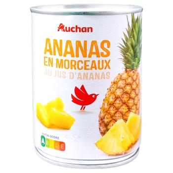 Ананас Auchan кусочки в соке 340г