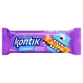 Батончик Konti Super Kontik злаковый с молоком 29г - купить, цены на Эпицентр FOOD - фото 1