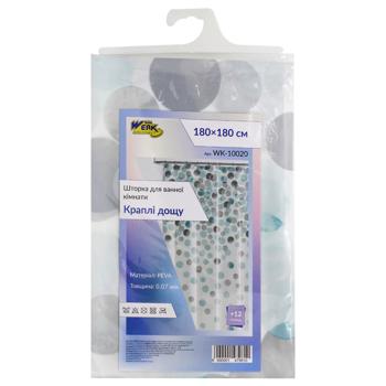 Werk Raindrops Shower Curtain with Rings 180х180cm - buy, prices for COSMOS - photo 1