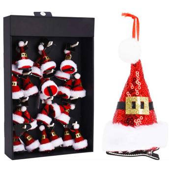 Заколка для волос Шапка новогодняя 10см в ассортименте