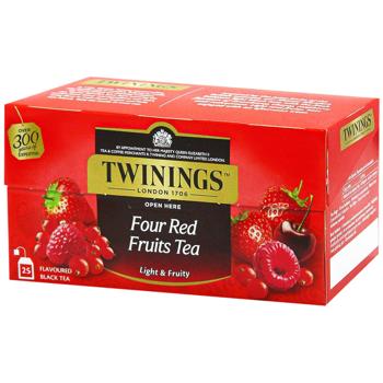 Чай черный Twinings of London со вкусом четырех красных фруктов 25шт 2г