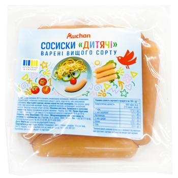 Сосиски Auchan Дитячі варені в/ґ - купити, ціни на Auchan - фото 1