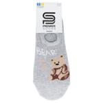 Підслідники Premier Socks жіночі закриті з ведмедиком р.23-25 світло-сірий