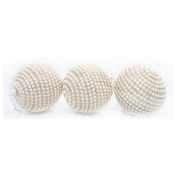 Champagne Christmas Balls in Beads 8cm 3pcs - buy, prices for COSMOS - photo 1