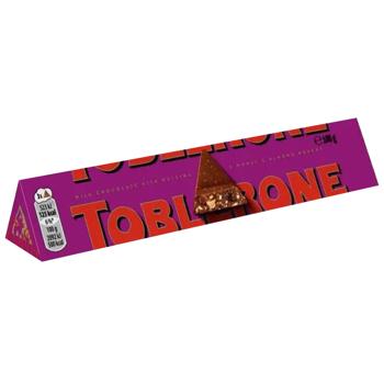 Toblerone Milk Chocolate with Raisins and Honey-Almond Nougat 100g