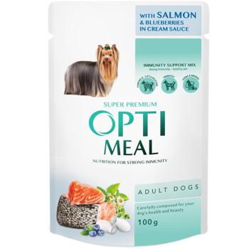 Optimeal Wet Food with Salmon and Blueberries for Dogs of All Breeds 100g