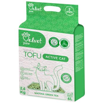 Velvet Paw TOFU Active Cat наповнювач для котячого туалету 6 л - матча та зелений чай - купити, ціни на MasterZoo - фото 1