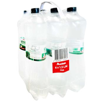 Вода минеральная Auchan Крайна сильногазированная 1,5л х 6шт - купить, цены на Auchan - фото 1