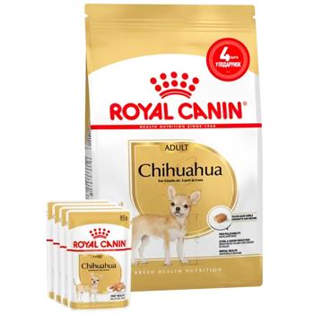 Набір корму Royal Canin Adult для собак породи чихуахуа cухий 1,5кг + вологий 4шт х 85г - купити, ціни на MasterZoo - фото 1
