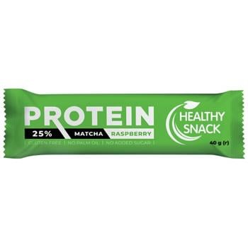 Батончик протеиновый Healthy Snack с малиной и чаем матча глазированный 40г