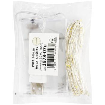 Електрогірлянда Роса 100 ламп. 10м теплий білий - купить, цены на ULTRAMARKET - фото 1