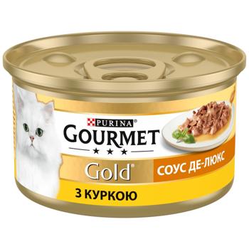 Корм вологий Gourmet Gold Соус Де-Люкс з куркою для котів 85г - купити, ціни на - фото 1