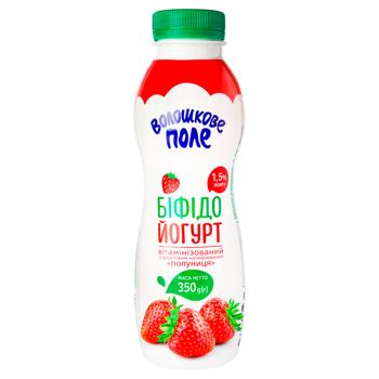 Бифидойогурт Волошкове Поле клубника 1,5% 350г - купить, цены на МегаМаркет - фото 1