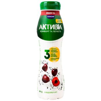 Біфідойогурт Активіа Вишня-чіа 1,2% 260г