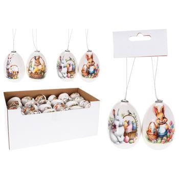 Egg with Rabbit Easter Pendant Decoration 45x65mm 2pcs