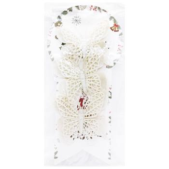 Christmas  Tree Decoration White Butterflies 3pcs*10cm