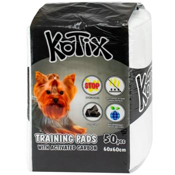 Пелюшки для собак Kotix 60х60 см 50 шт - активоване вугілля - купить, цены на MasterZoo - фото 1