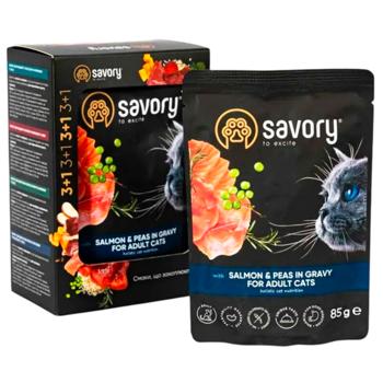 Savory Wet Food with Salmon and Peas for Cats 3+1pc*85g - buy, prices for MasterZoo - photo 4
