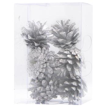 Прикраси ялинкові Набір шишок натуральних срібні 6шт - купити, ціни на КОСМОС - фото 1