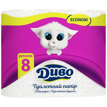 Туалетний папір Диво Економ білий 2-шаровий 8шт - купити, ціни на Auchan - фото 1