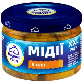 Мясо мидий Водный Мир в масле 250г - купить, цены на КОСМОС - фото 1
