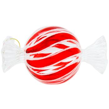 Прикраса ялинкова Bona Di Цукерка 6,5х12см червоний з білим