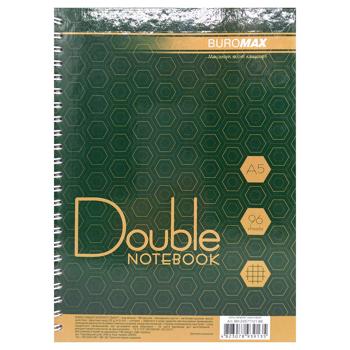 Блокнот Buromax Double A5 у клітинку 96 аркушів зелений-коричневий - купити, ціни на Чудо Маркет - фото 1