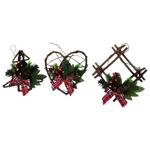 Actuel Bell/Heart/Frame Rattan Christmas Composition 20cm