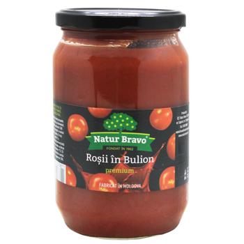 Помидоры Natur Bravo неочищенные в томатном соке 720мл - купить, цены на Таврия В - фото 1
