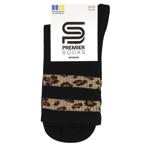 Premier Socks High Elastic Leopard Stripes Women's Socks s.23-25 Black