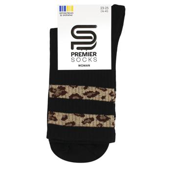 Шкарпетки жіночі Premier Socks висока резинка леопардові смужки р.23-25 чорний - купити, ціни на NOVUS - фото 1