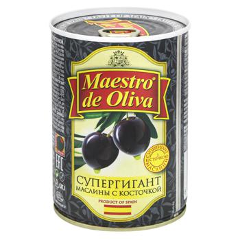 Маслини Maestro de Oliva Супергігант з кісточкою 425г - купити, ціни на Auchan - фото 1