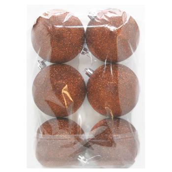 Shine Plastic Christmas Balls 8cm 6pcs Chocolate - buy, prices for MegaMarket - photo 1