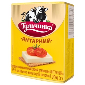 Продукт сирний Тульчинка Янтарний плавлений 55% 90г - купити, ціни на МегаМаркет - фото 1