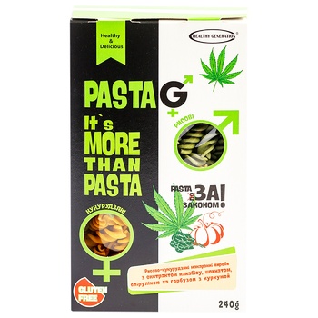 Healthy Generation With Cannabis Extract, Spirulina, Spinach, Pumpkin And Turmeric Gluten Free Pasta 240g - buy, prices for Vostorg - photo 2