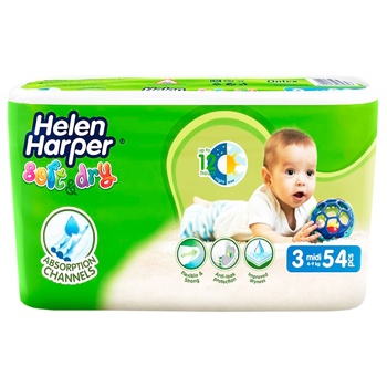 Diapers Helen Harper Soft&Dry Midi 3 4-9kg 54pcs - buy, prices for ULTRAMARKET - photo 1